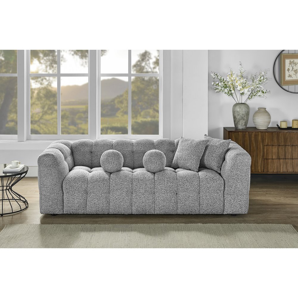 Boucle Fabric Rich Gray Sofa. Picture 2