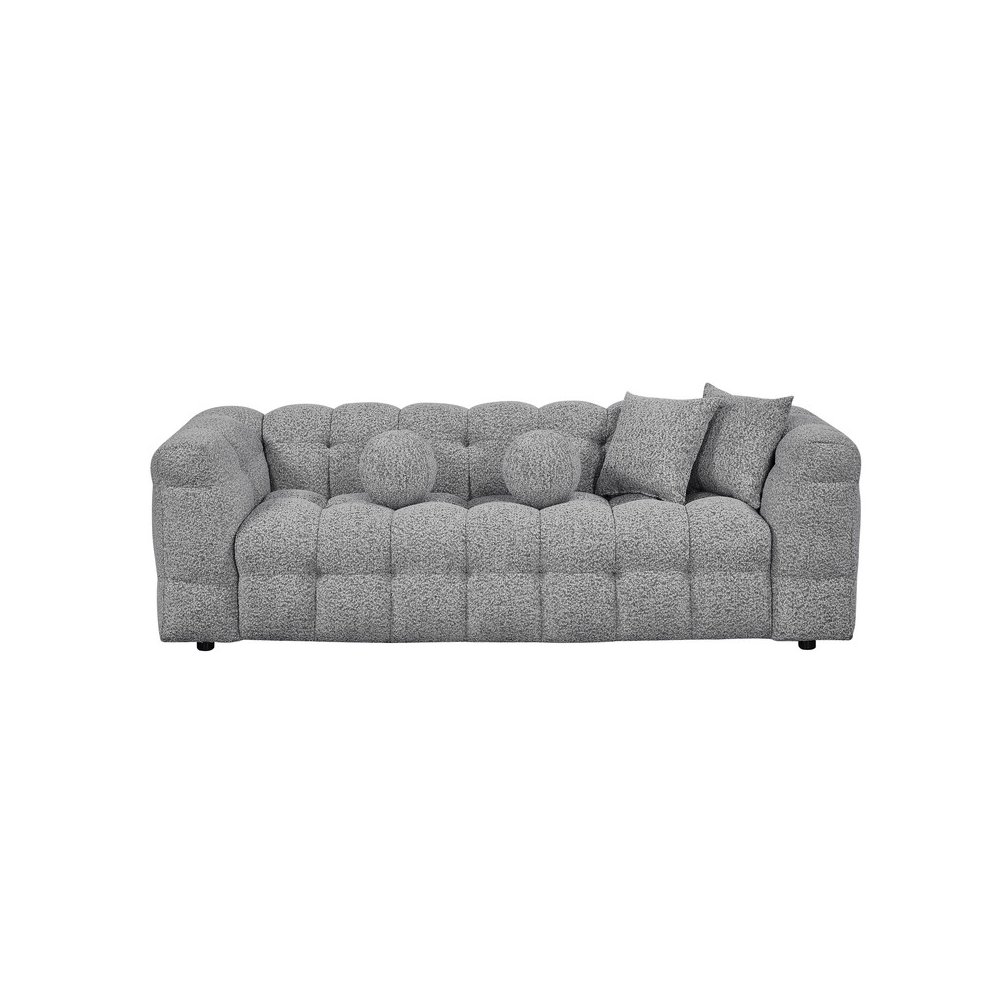 Boucle Fabric Rich Gray 2pc Sofa and Loveseat Set. Picture 2