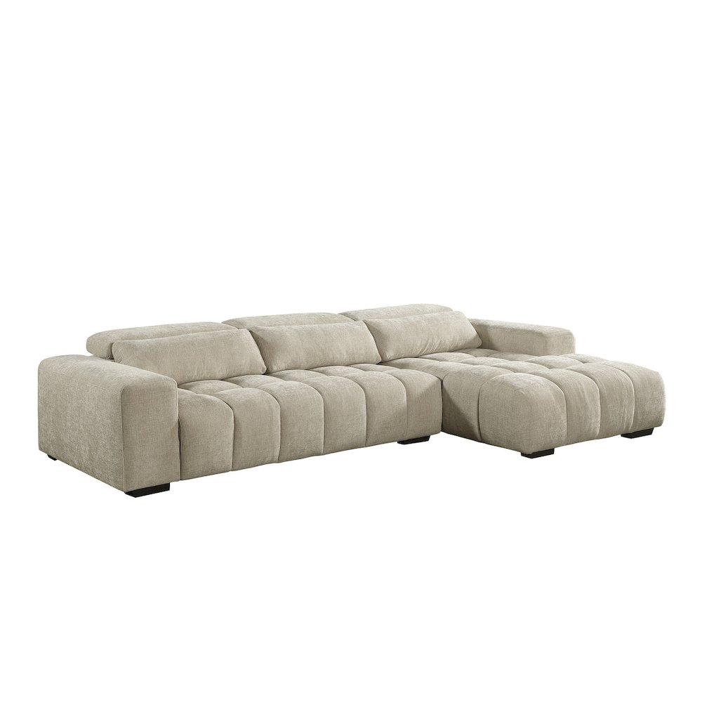 Sectional With Right Facing Chaise In Beige Chenille Fabric. Picture 4