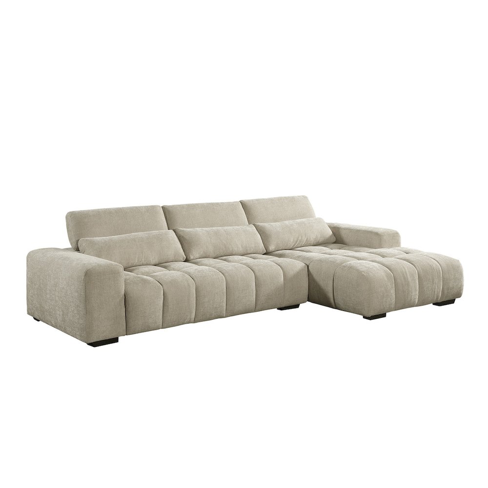 Sectional With Right Facing Chaise In Beige Chenille Fabric. Picture 1