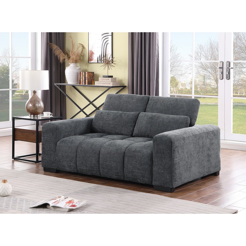 2 Seater Loveseat In Dark Gray With Adjustable Backrest. Picture 4