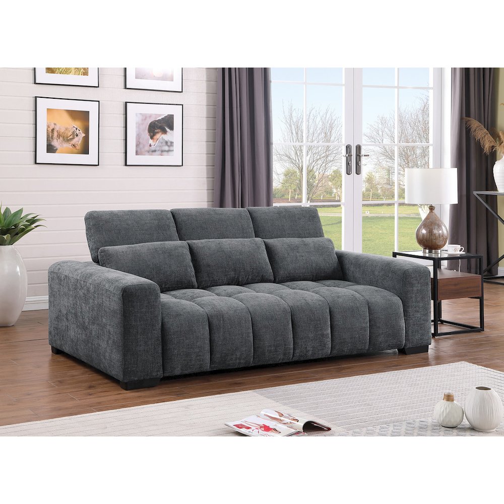 3 Seater Sofa In Dark Gray With Adjustable Back. Picture 4
