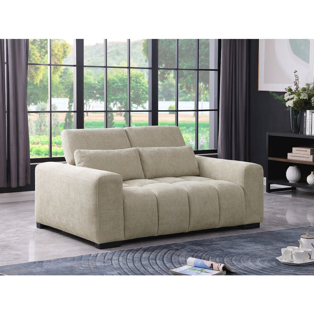 2 Seater Loveseat In Beige With Adjustable Backrest. Picture 4