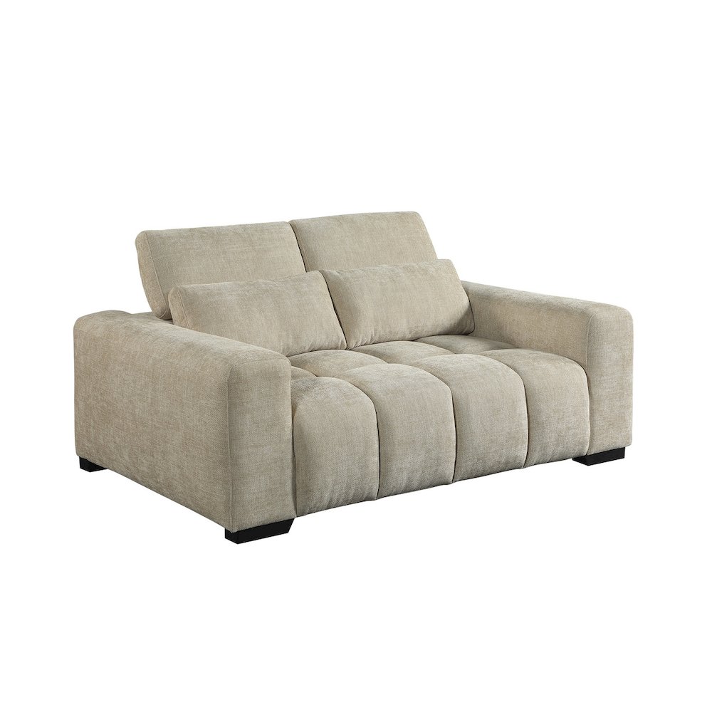 2 Seater Loveseat In Beige With Adjustable Backrest. Picture 1