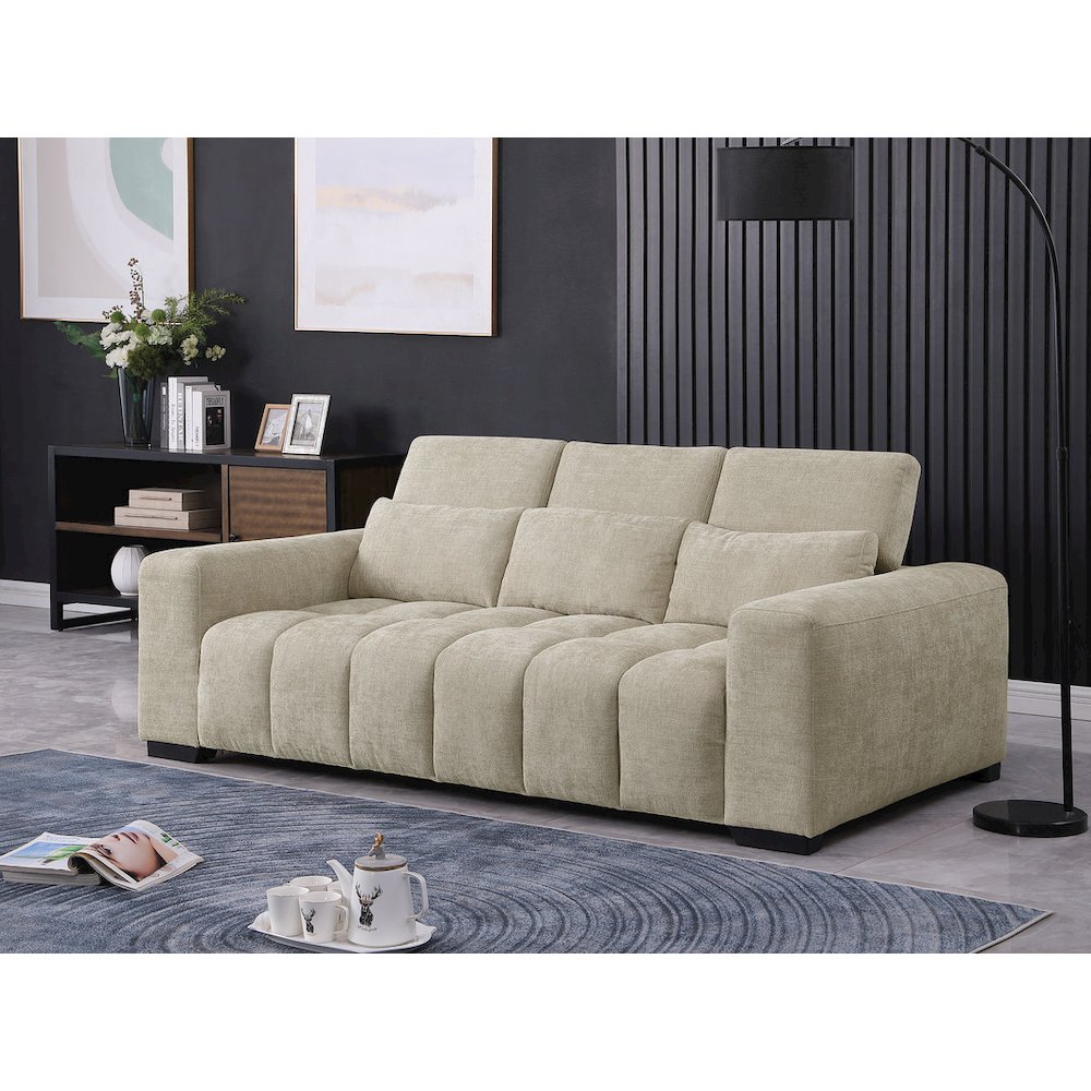 3 Seater Sofa In Beige With Adjustable Back. Picture 4