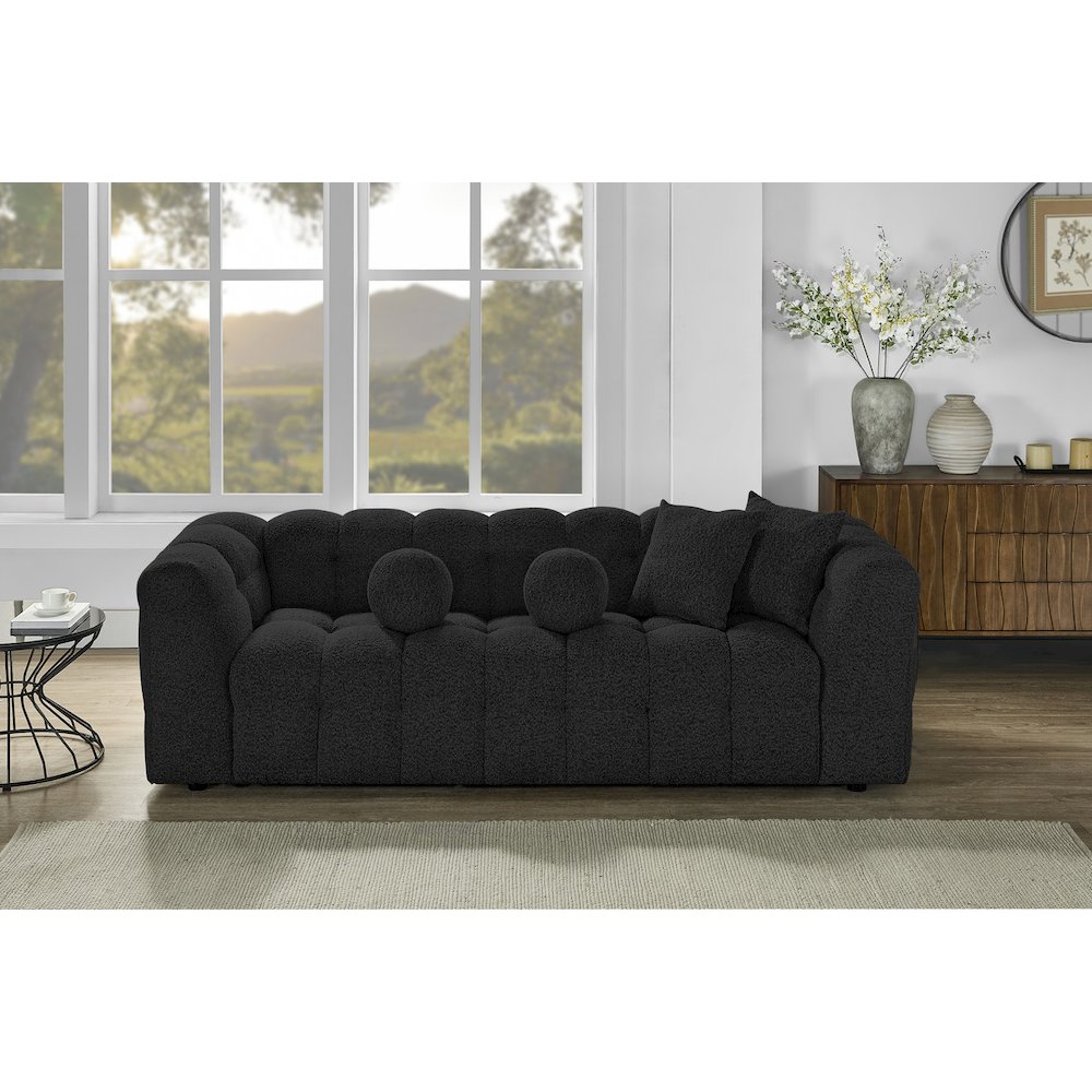 Boucle Fabric Black Sofa. Picture 2