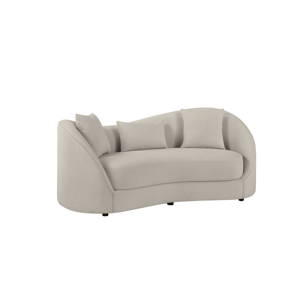 Light Gray Loveseat Aymmetrial High-Low Backrest. Picture 1