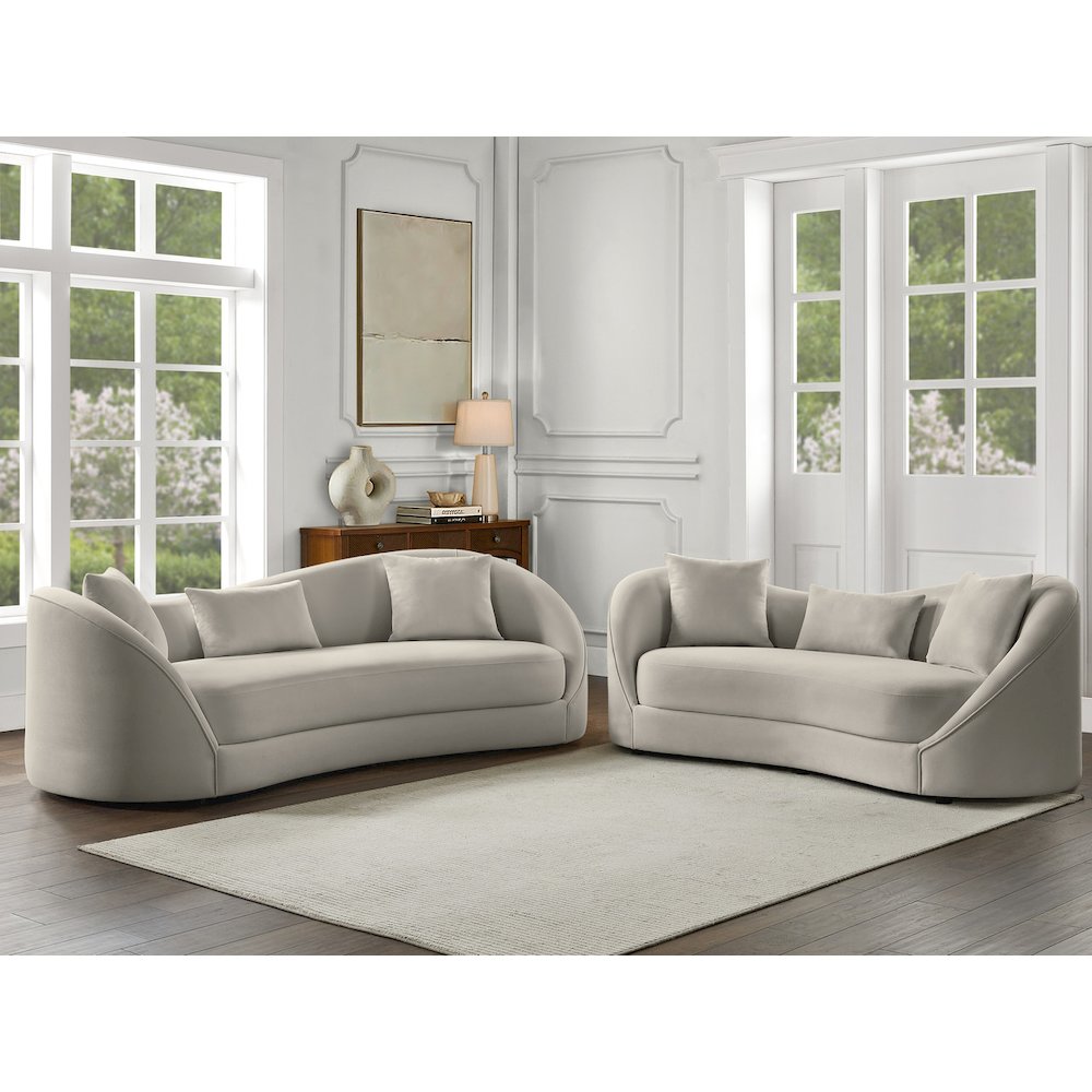 2pc Loveseat and Sofa Light Gray. Picture 2