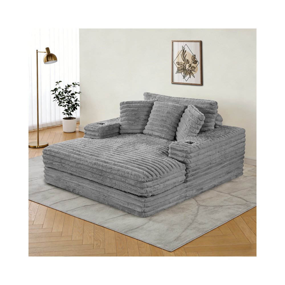 Best Quality New Big Chaise Dark Gray with Pillows.. Picture 2