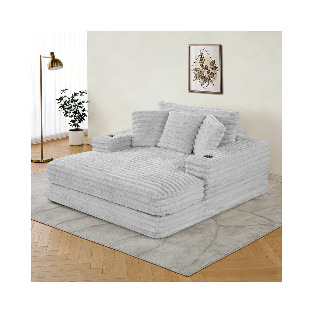 Best Quality New Big Chaise Light Gray with Pillows.. Picture 2