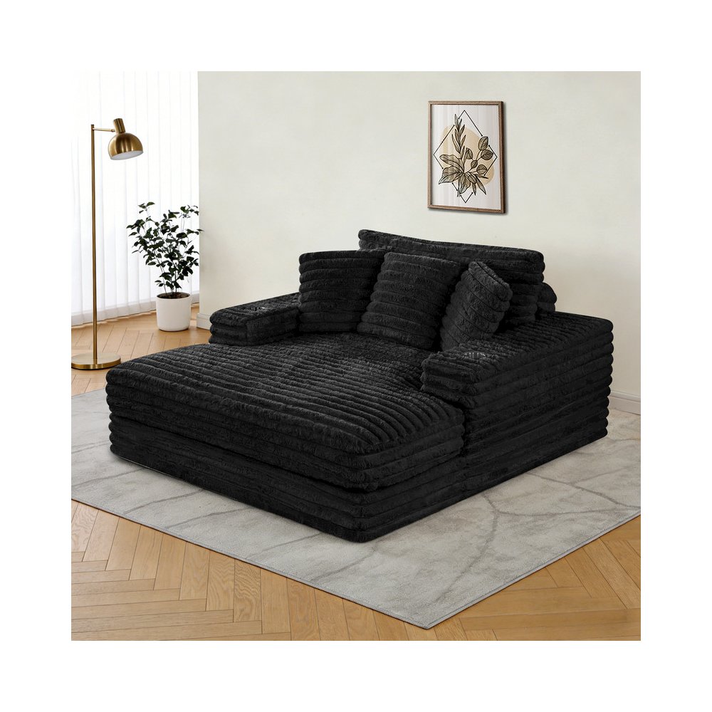 Best Quality New Big Chaise Black with Pillows.. Picture 2