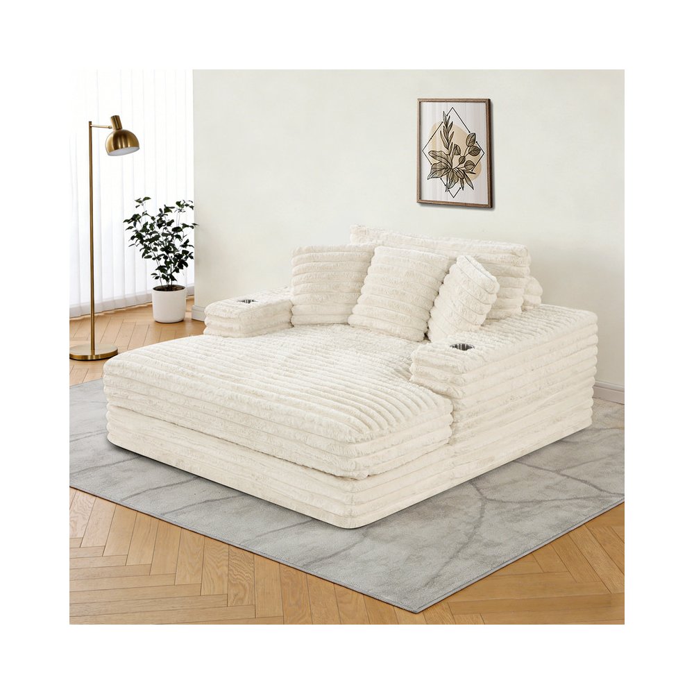 Best Quality New Big Chaise Beige with Pillows.. Picture 2