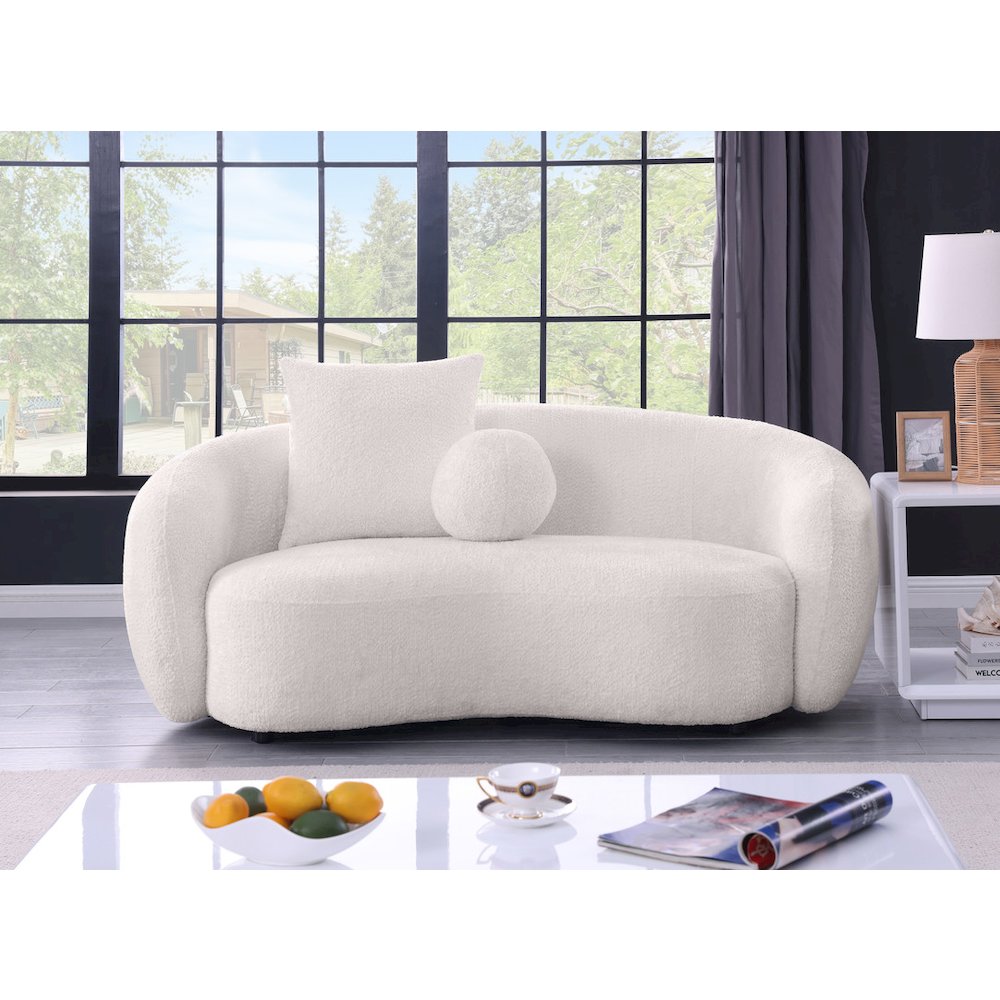 Teddy Fabric 2 Seater Loveseat In Beige. Picture 5