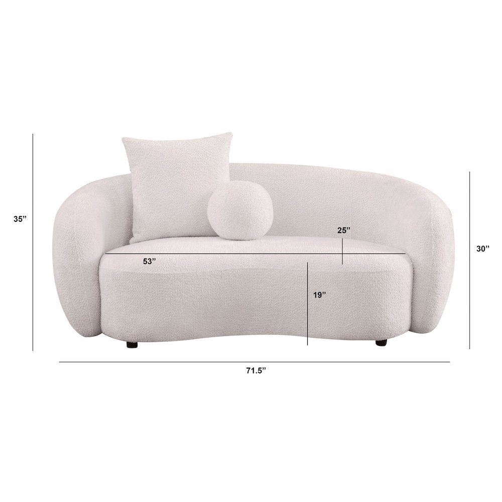 Teddy Fabric 2 Seater Loveseat In Beige. Picture 2