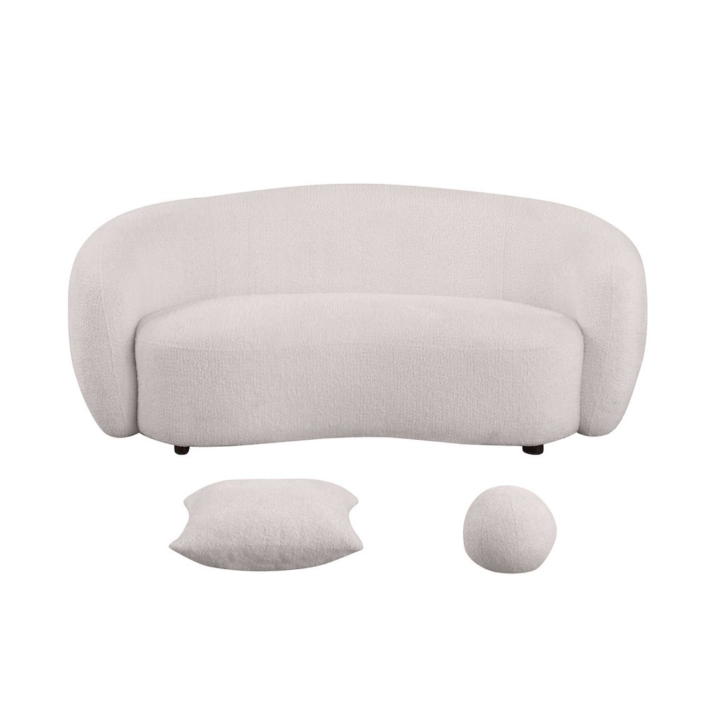 Teddy Fabric 2 Seater Loveseat In Beige. Picture 3