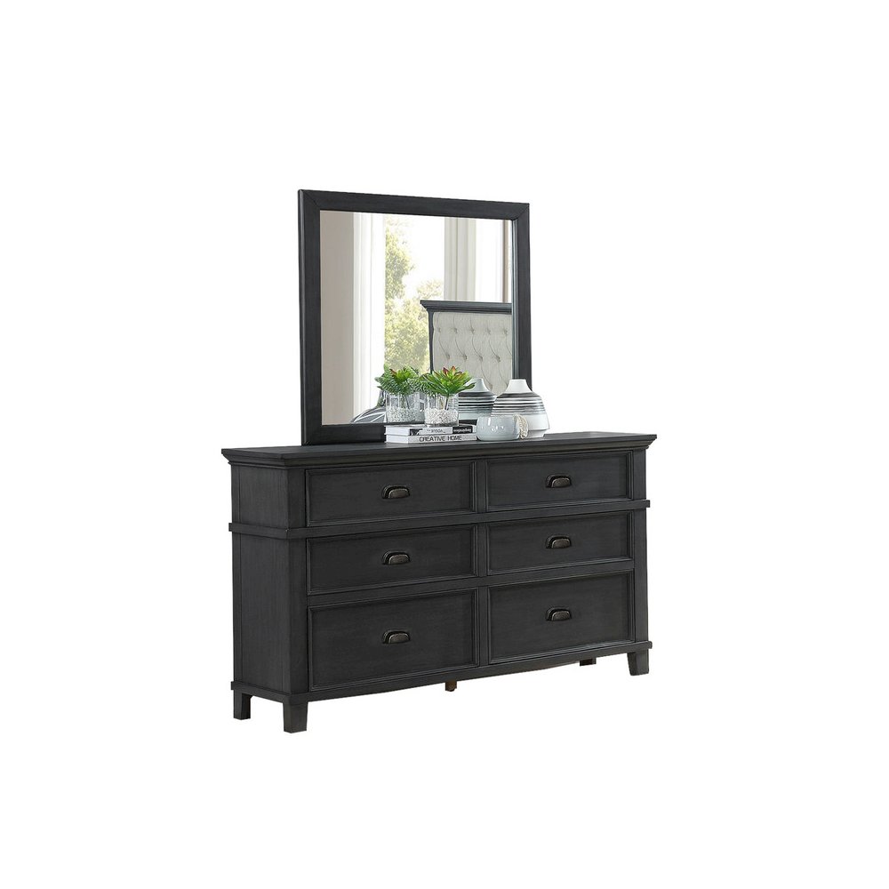 Sandy Dresser and Mirror in Cappuccino Wood. Picture 1