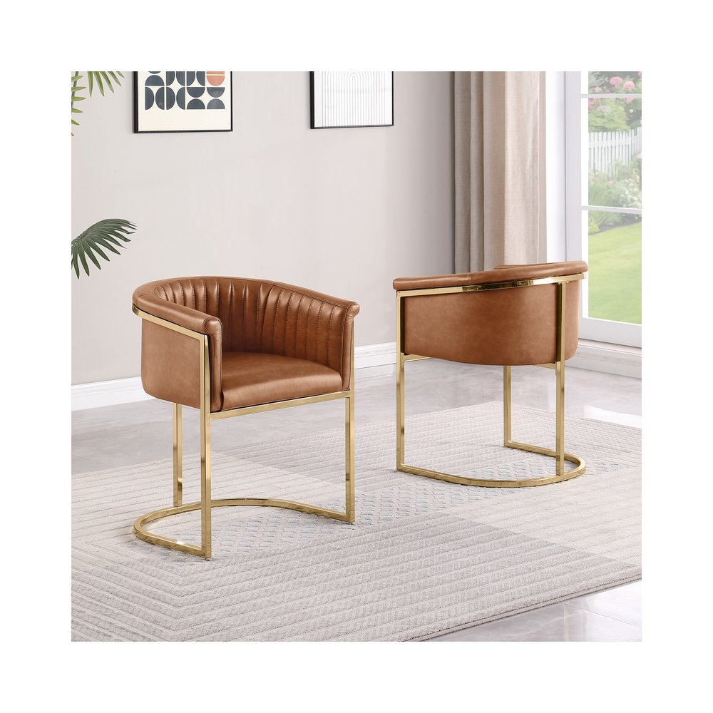 Leather-Aire Side Chairs with Gold Chrome Set of 2. Picture 3