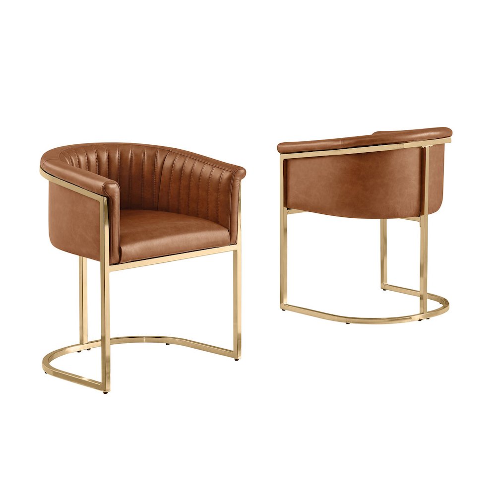 Leather-Aire Side Chairs with Gold Chrome Set of 2. Picture 1