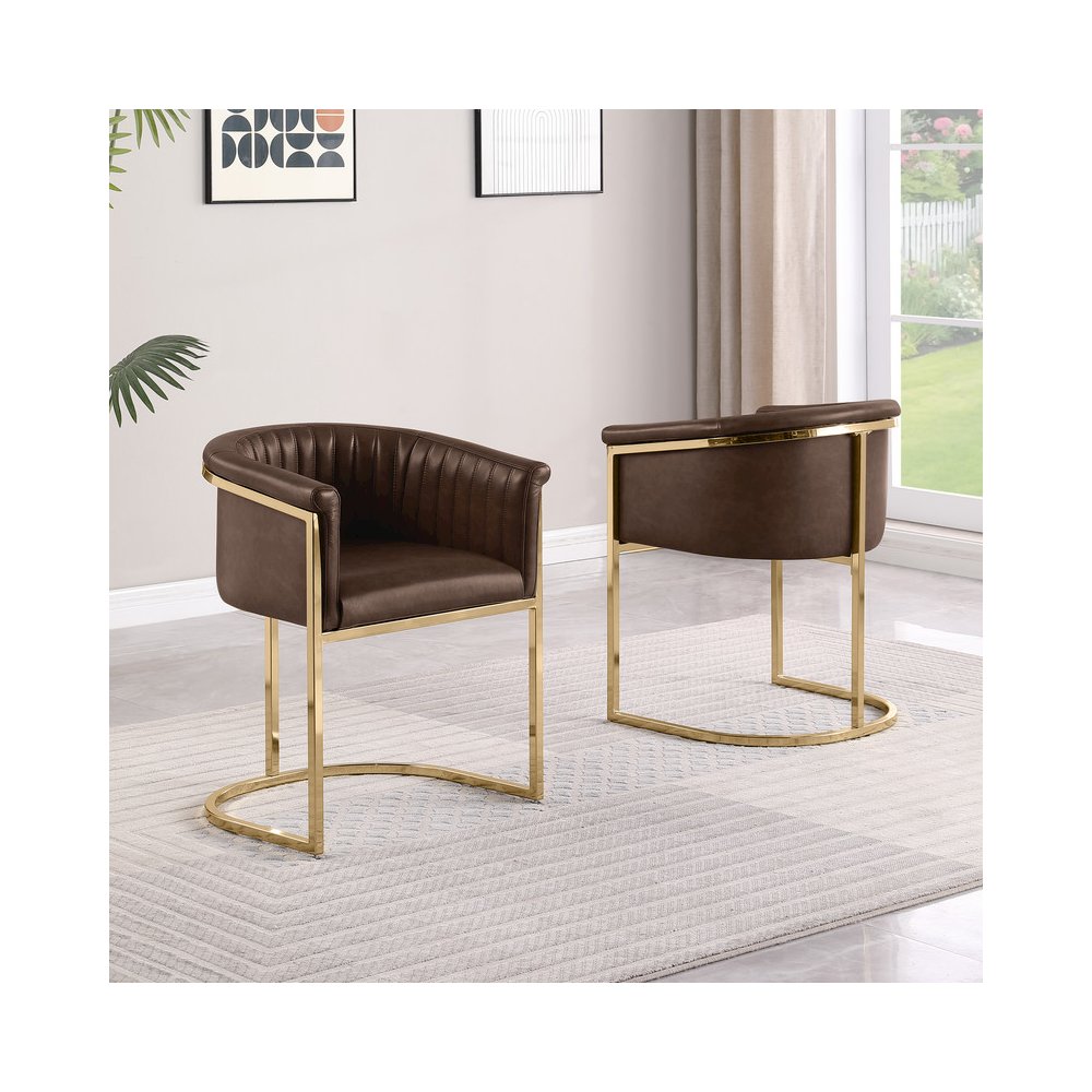 Leather-Aire Side Chairs with Gold Chrome Set of 2. Picture 3