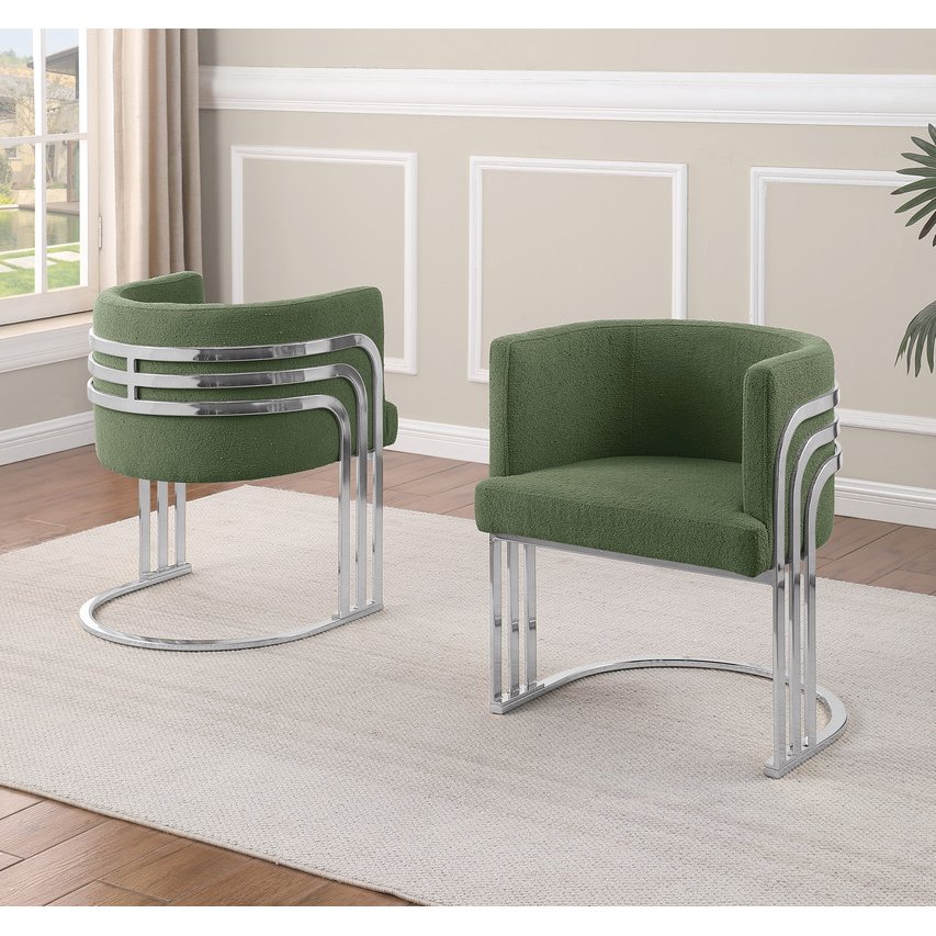 Best Quality Furniture Green Teddy Fur Barrel Chair, Set Of Two. Picture 4