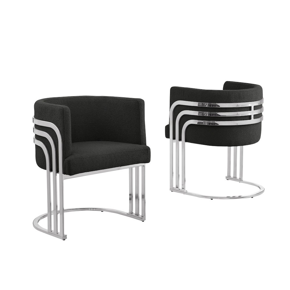 Best Quality Furniture Black Teddy Fur Barrel Chair, Set Of Two. Picture 1