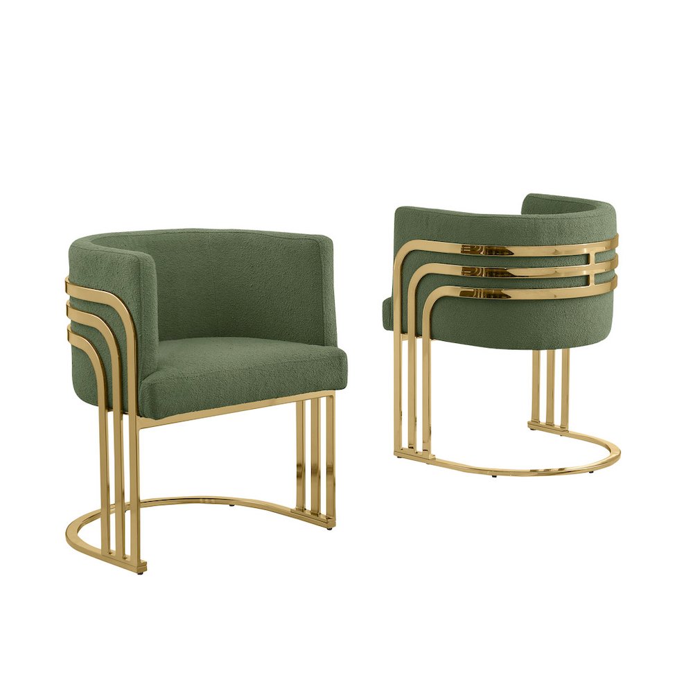 Best Quality Furniture Green Teddy Fur Barrel Chair, Set Of Two. Picture 1