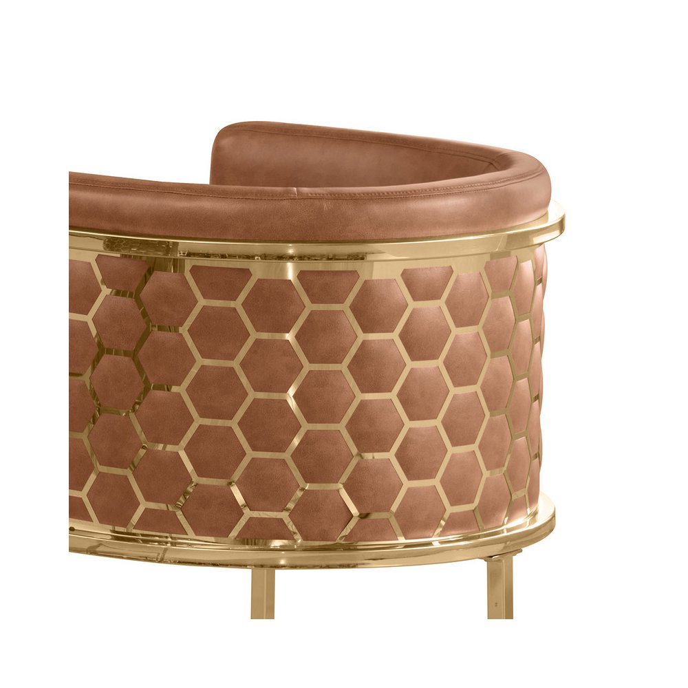 Leaather-Aire Toffee Counterheights 24" with Honeycomb Gold Chrome (Set of 2). Picture 2