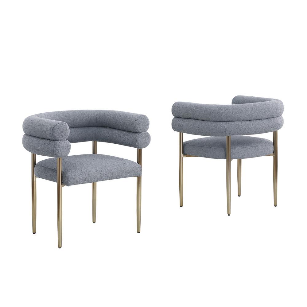 Gray with gold teddy fur upholstered side chairs, SET OF 2. Picture 1