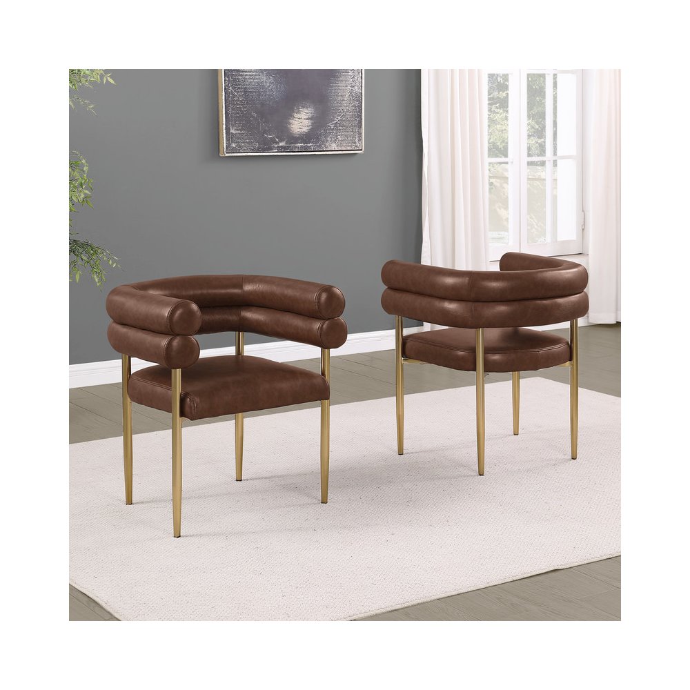 2pc Leather Air Mocha with Gold Chrome Base. Picture 2
