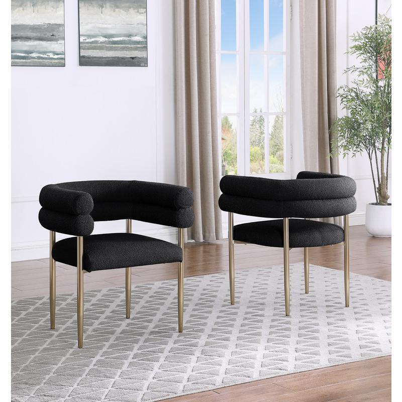 Black with gold teddy fur upholstered side chairs, SET OF 2. Picture 3