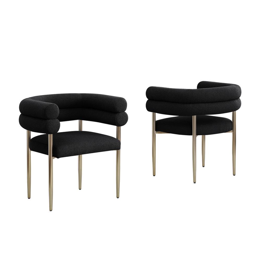 Black with gold teddy fur upholstered side chairs, SET OF 2. Picture 1