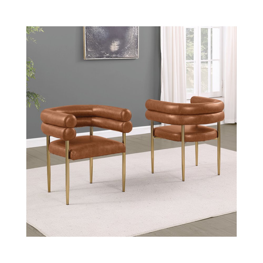 2pc Leather Air Toffee with Gold Chrome Base. Picture 2