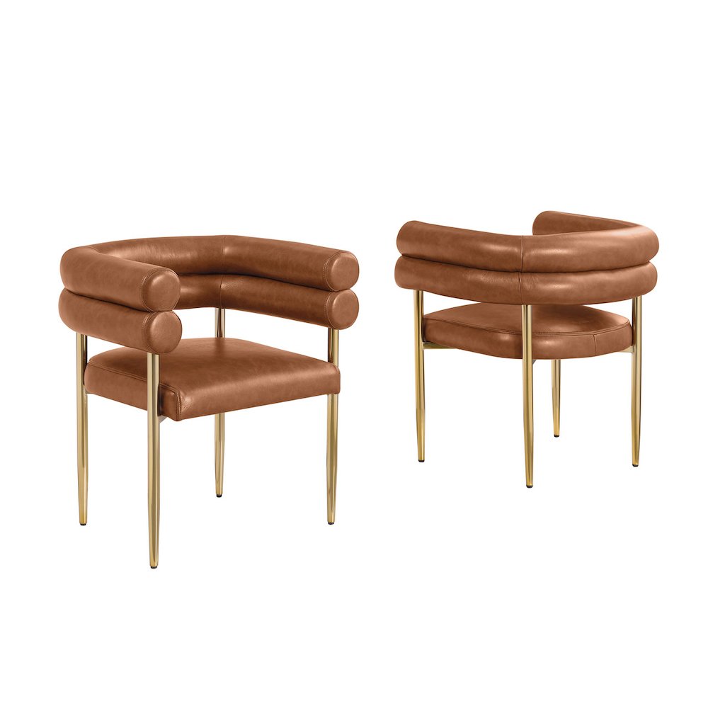 2pc Leather Air Toffee with Gold Chrome Base. Picture 1