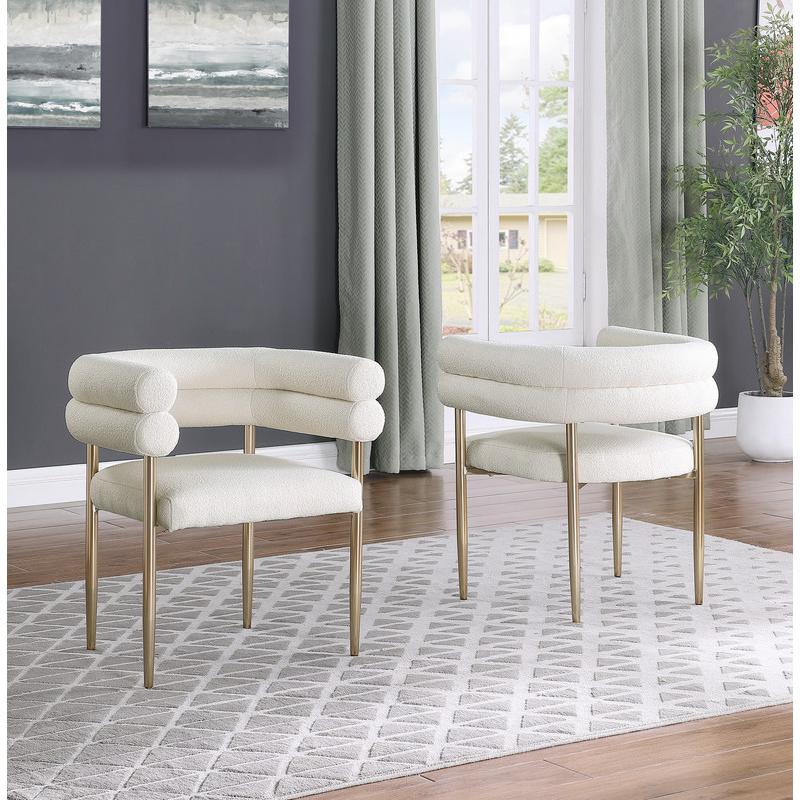 Beige with gold teddy fur upholstered side chairs, SET OF 2. Picture 3