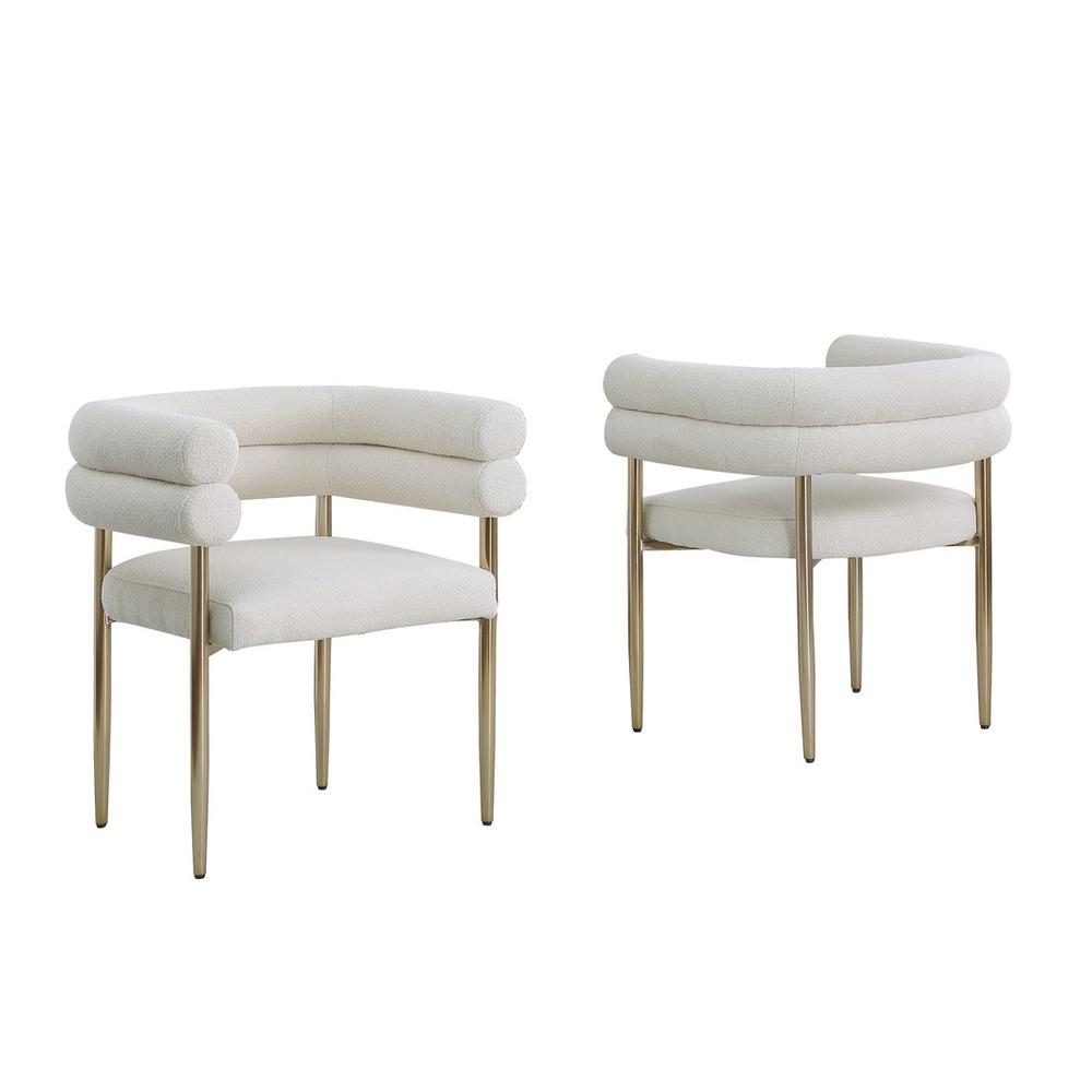 Beige with gold teddy fur upholstered side chairs, SET OF 2. Picture 1