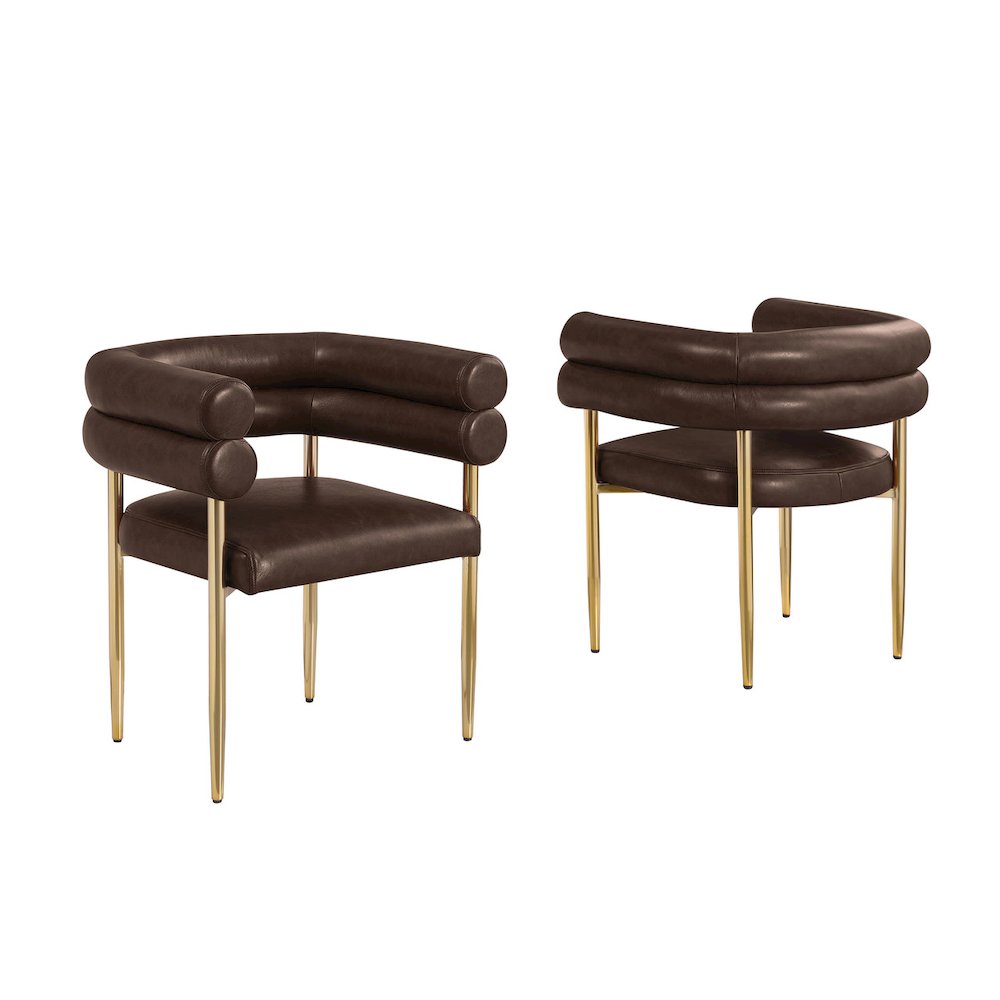 2pc Leather Air Espresso with Gold Chrome Base. Picture 1