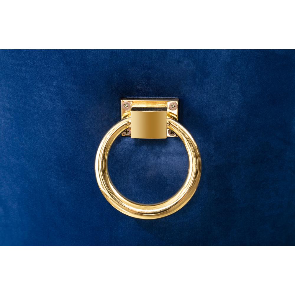 Velvet Upholstered Side Chair, Gold Color Legs, 4 Colors to Choose (Set of 2) - Navy. Picture 2