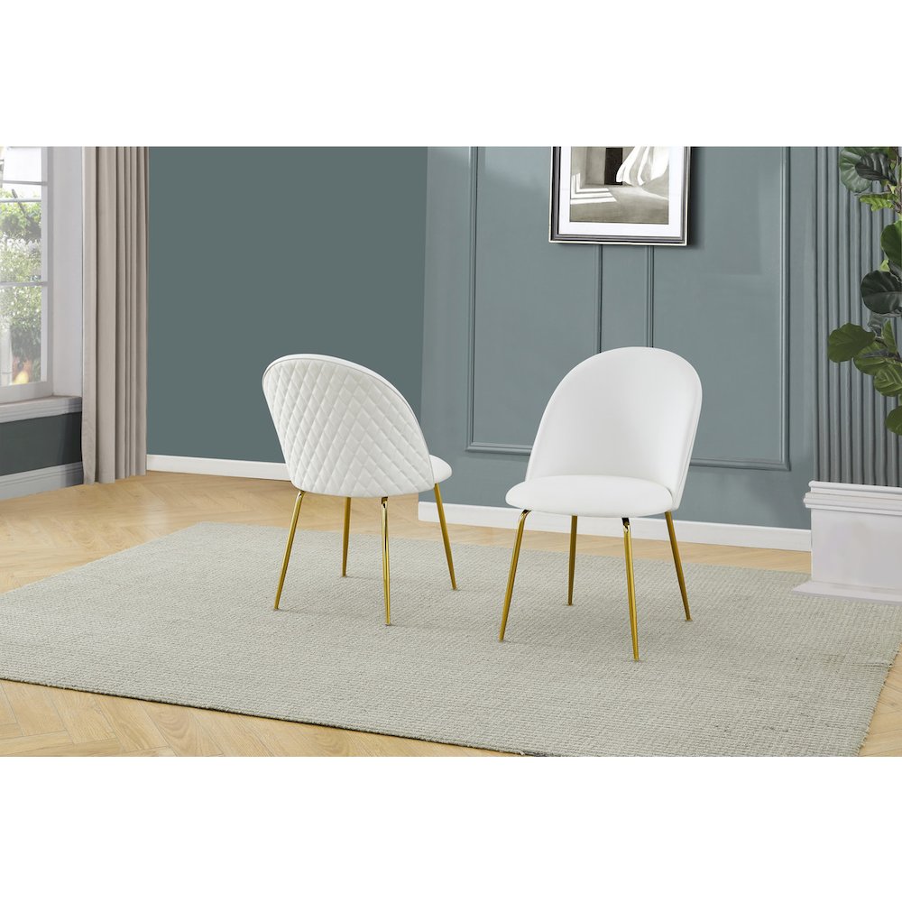 White faux leather side chairs, Set of 2. Picture 3