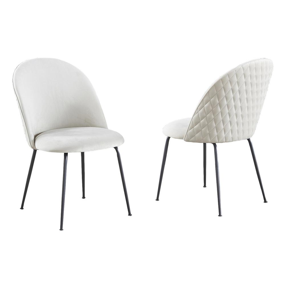 Beige Velvet upholstered side chairs (SET OF 2). Picture 1