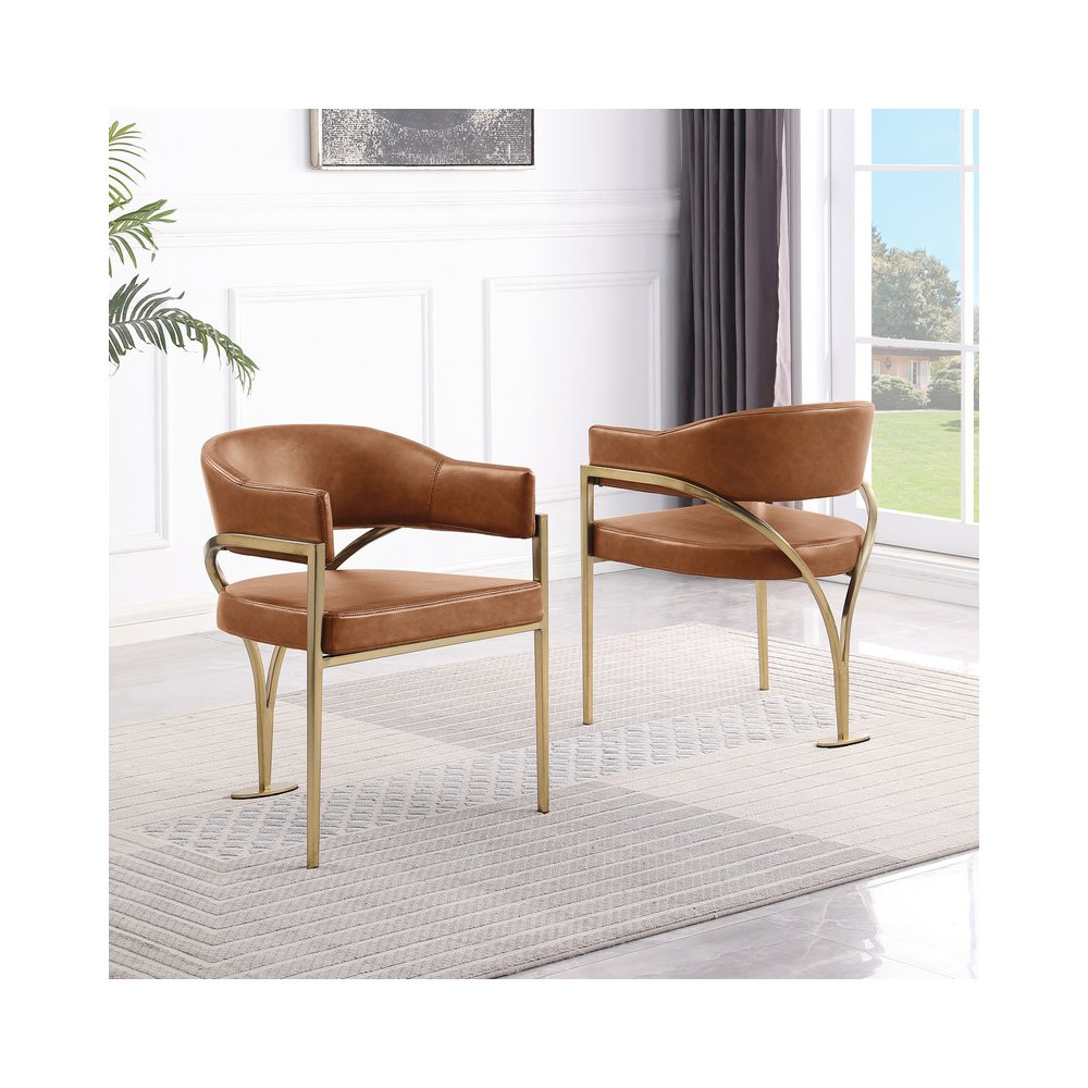 Leather-Aire Side Chairs with Gold Chrome Set of 2. Picture 3