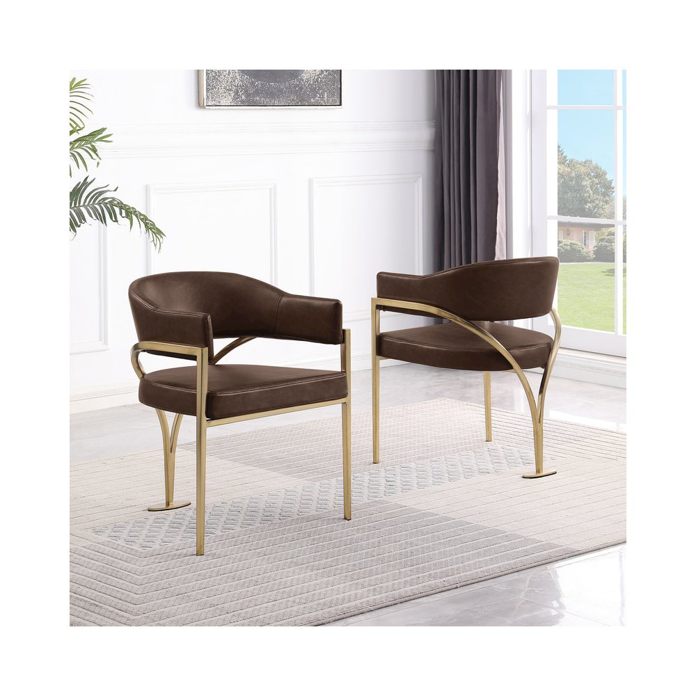 Leather-Aire Side Chairs with Gold Chrome Set of 2. Picture 3