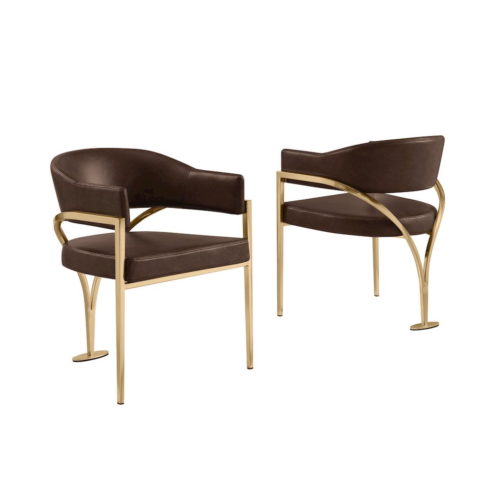 Leather-Aire Side Chairs with Gold Chrome Set of 2. Picture 1