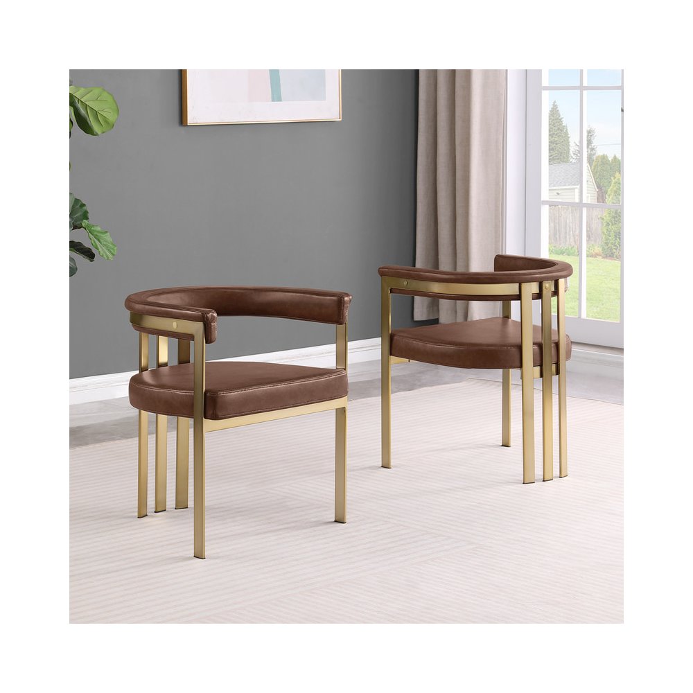 Leather-Aire Side Chairs with Gold Chrome Set of 2. Picture 3