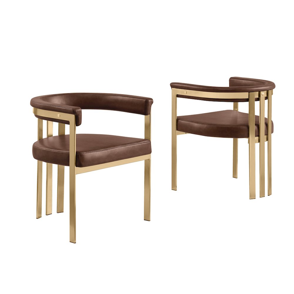 Leather-Aire Side Chairs with Gold Chrome Set of 2. Picture 1