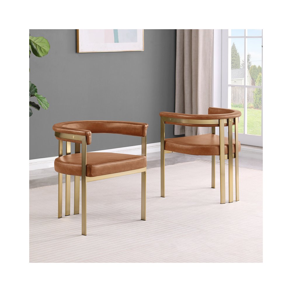 Leather-Aire Side Chairs with Gold Chrome Set of 2. Picture 3