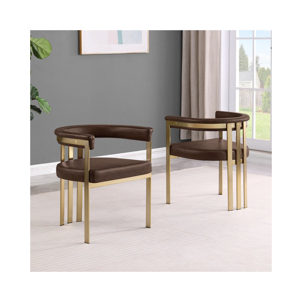 Leather-Aire Side Chairs with Gold Chrome Set of 2. Picture 3