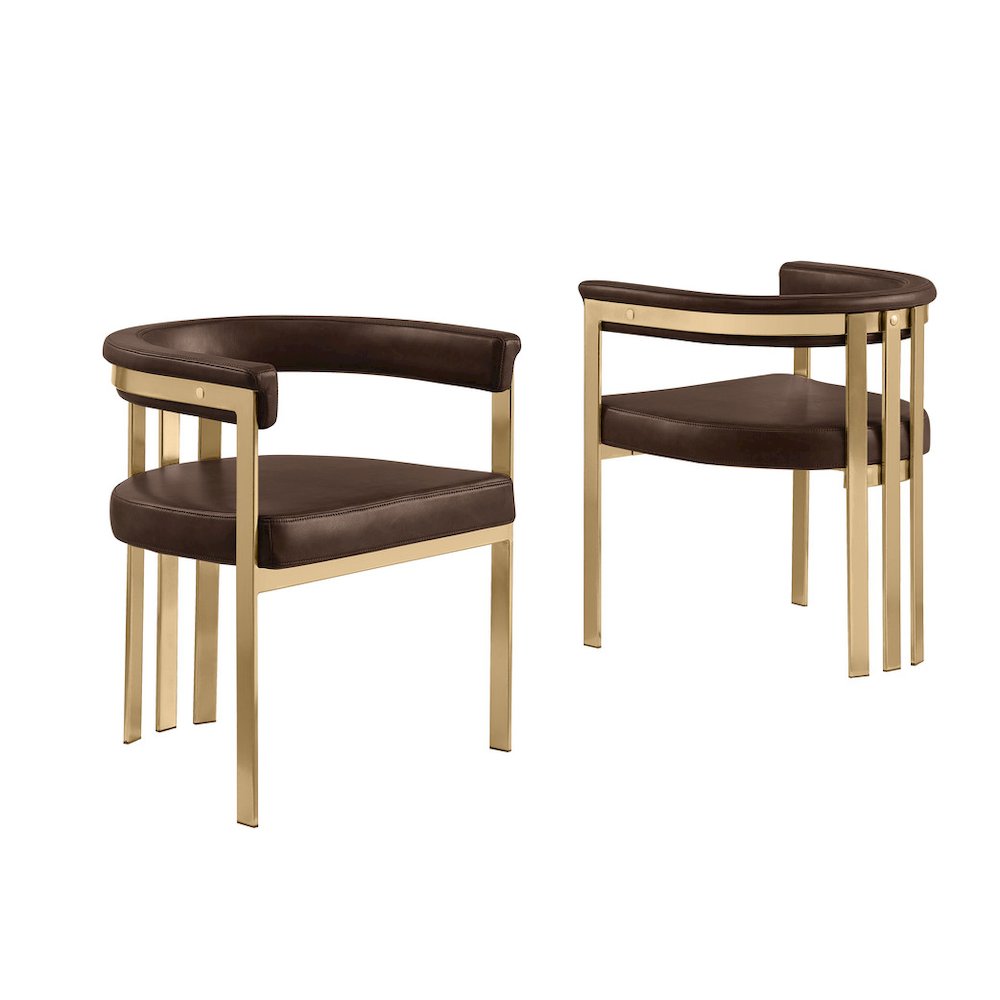 Leather-Aire Side Chairs with Gold Chrome Set of 2. Picture 1
