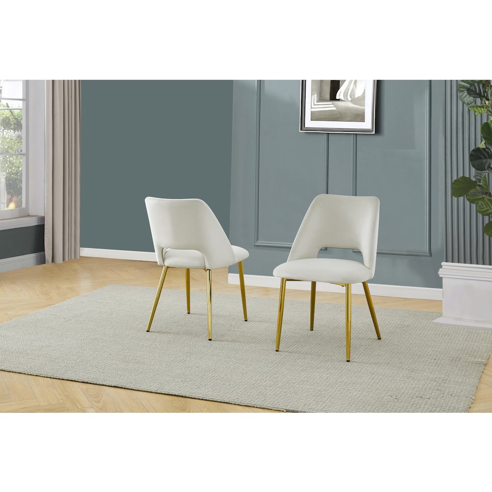 7pc dining Set- Rectangle - table with Cream Velvet Chairs. Picture 4