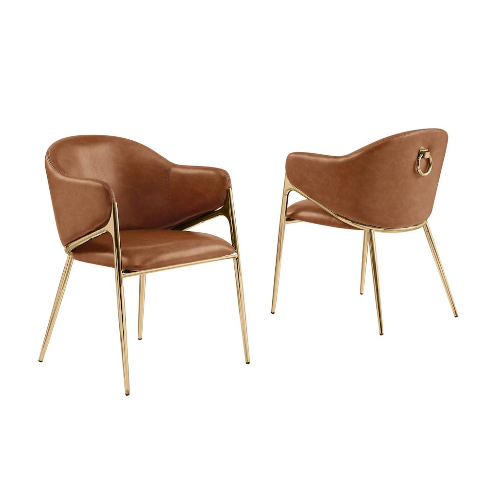 Leather-Aire Side Chairs with Gold Chrome Set of 2. Picture 1