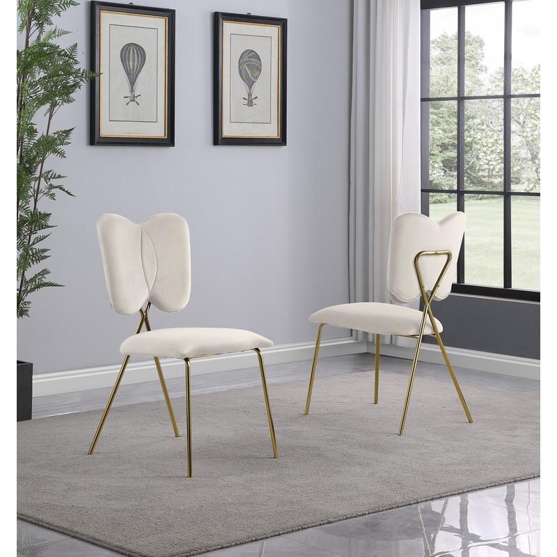 5pc dining Set- Round tempered glass dining table with 4 Cream velvet chairs. Picture 3